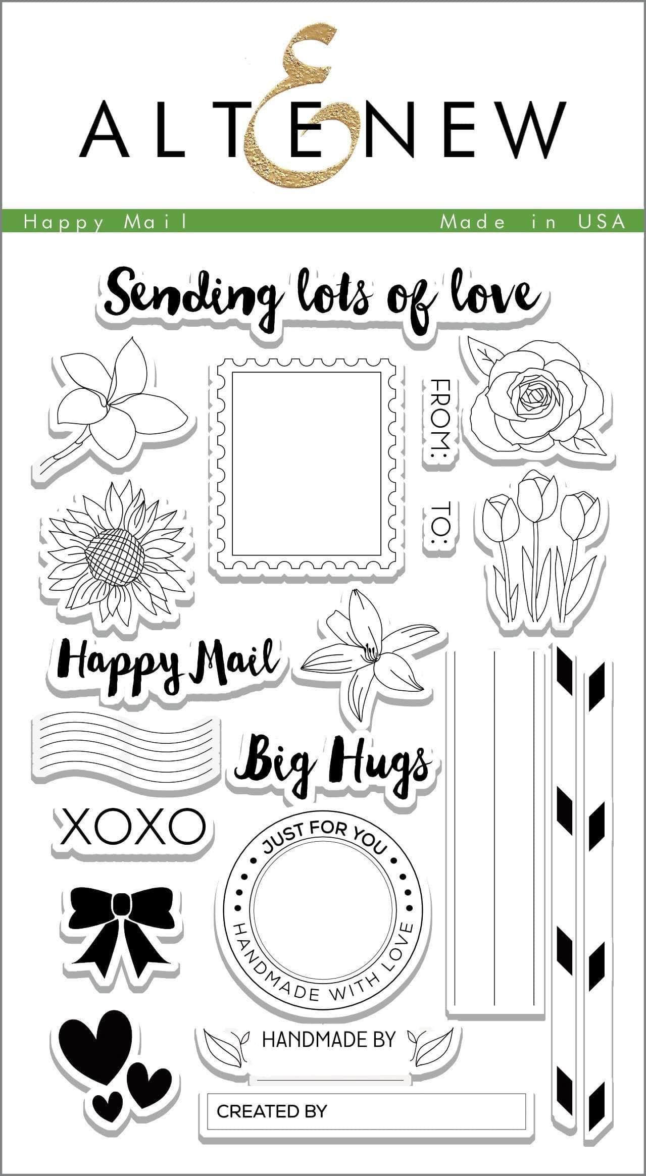 altenew-happy-mail-stempelset-clear-stamps-21-teilig-10x15cm image 1