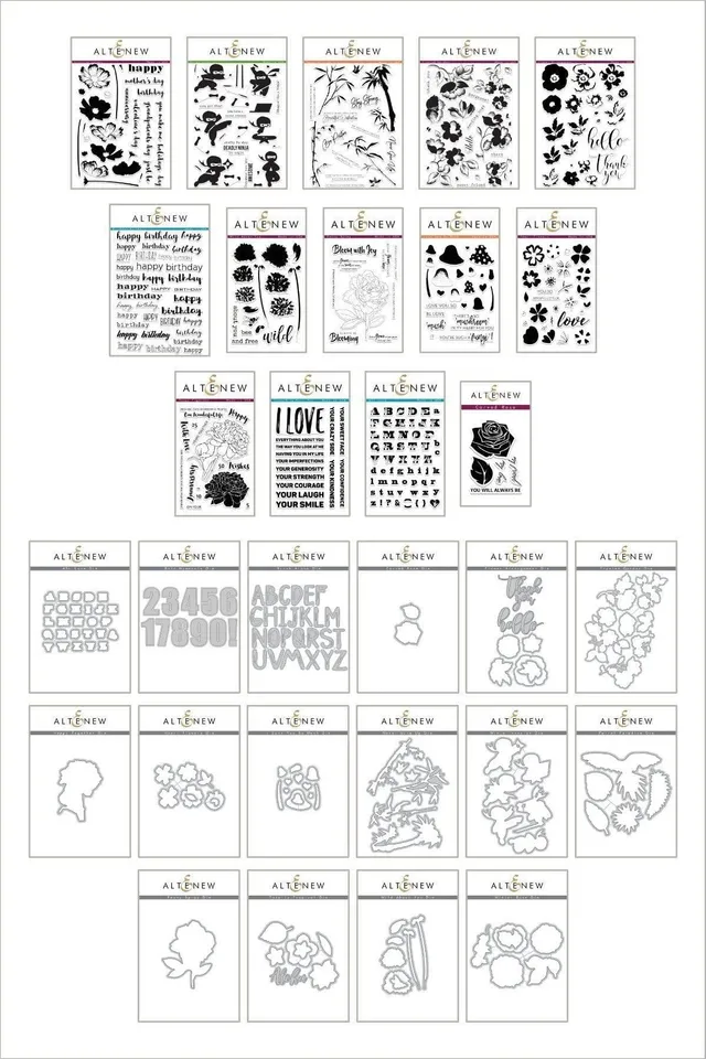 altenew-unique-and-lovely-stempel-stanzen-bundle-blumen-set image 1